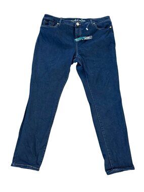 INC Denim Skinny Leg Mid-Rise Regular Fit Jeans Size 14S Cotton Blend Dark Wash